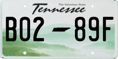 TN license plate B0289F