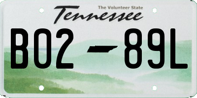 TN license plate B0289L