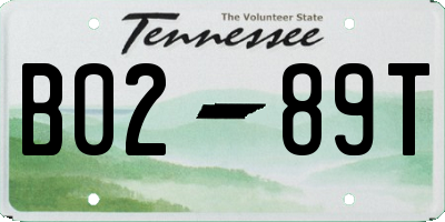 TN license plate B0289T