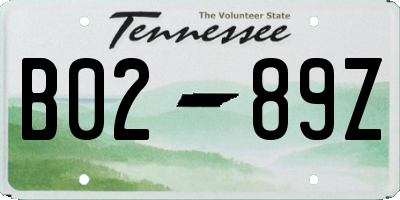 TN license plate B0289Z