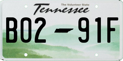 TN license plate B0291F