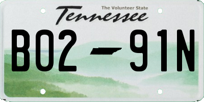 TN license plate B0291N
