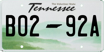 TN license plate B0292A
