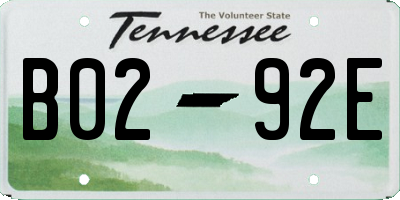 TN license plate B0292E