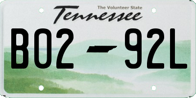 TN license plate B0292L