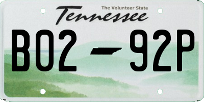 TN license plate B0292P