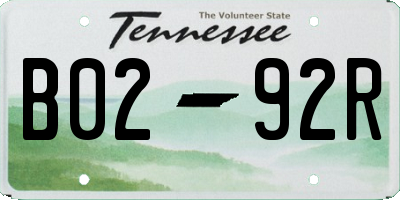 TN license plate B0292R