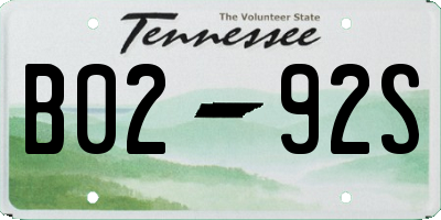 TN license plate B0292S