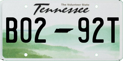 TN license plate B0292T
