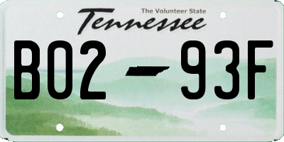 TN license plate B0293F