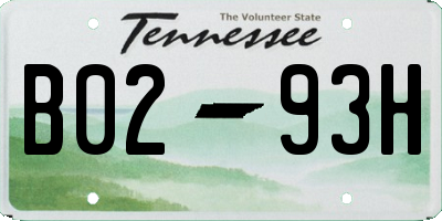 TN license plate B0293H