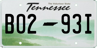 TN license plate B0293I