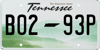 TN license plate B0293P
