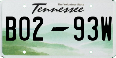 TN license plate B0293W