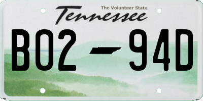 TN license plate B0294D