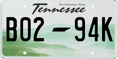 TN license plate B0294K