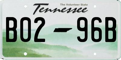 TN license plate B0296B