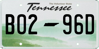 TN license plate B0296D