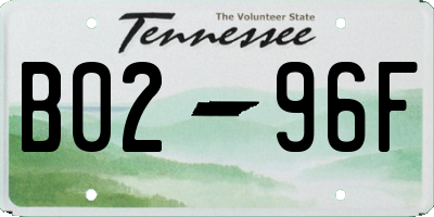 TN license plate B0296F