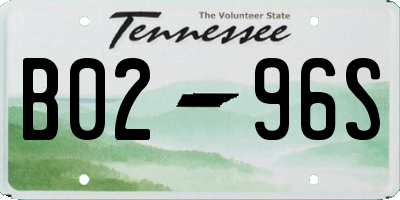 TN license plate B0296S