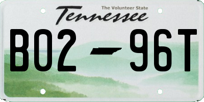 TN license plate B0296T