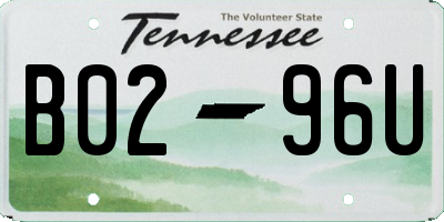 TN license plate B0296U