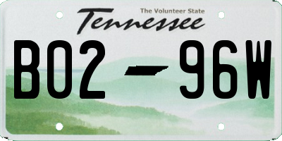 TN license plate B0296W