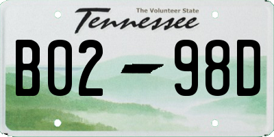 TN license plate B0298D