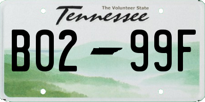 TN license plate B0299F