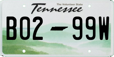 TN license plate B0299W