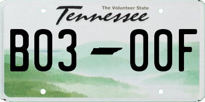 TN license plate B0300F