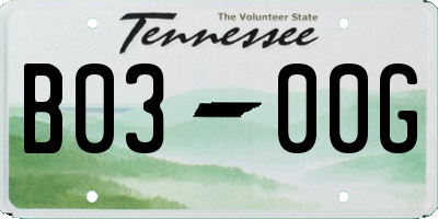 TN license plate B0300G