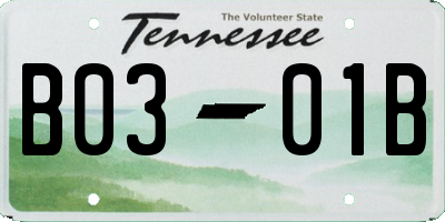 TN license plate B0301B