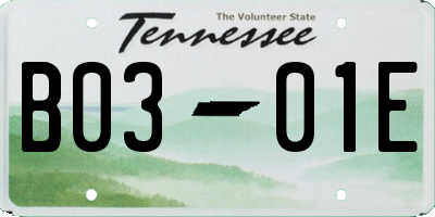 TN license plate B0301E
