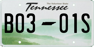 TN license plate B0301S