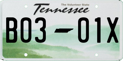 TN license plate B0301X
