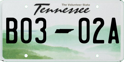 TN license plate B0302A