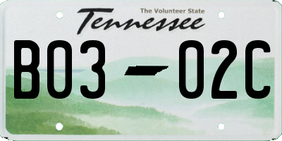 TN license plate B0302C