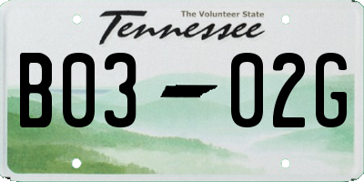 TN license plate B0302G