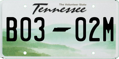 TN license plate B0302M