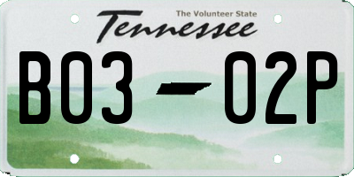 TN license plate B0302P