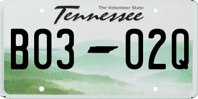 TN license plate B0302Q