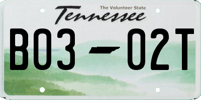 TN license plate B0302T