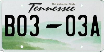 TN license plate B0303A