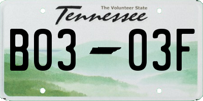 TN license plate B0303F