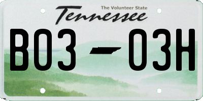 TN license plate B0303H
