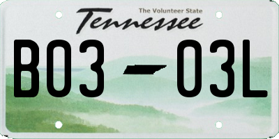 TN license plate B0303L