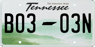 TN license plate B0303N