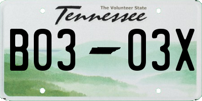 TN license plate B0303X