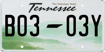 TN license plate B0303Y